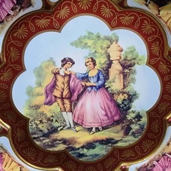 Vintage DAHER Decorated metal Ware DANCING COLONIAL COUPLE TIN BOWL DISH England - Picture 2 of 10